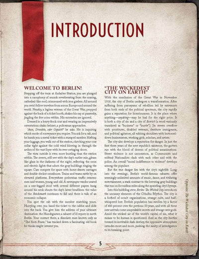 Call of Cthulhu: Berlin The Wicked City Hardback (Retail Edition) Retail Role Playing Game Supplement Chaosium KS001614A