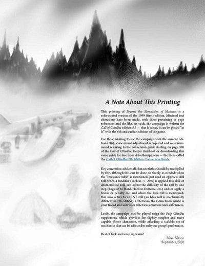 Call of Cthulhu: Beyond the Mountains of Madness Hardback (édition de détail) Rôle de vente le jeu Campagne Chaosium KS001615A