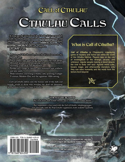 Call of Cthulhu: Cults of Cthulhu Deluxe Leatherette (Retail Edition) Retail Role Playing Game Supplement Chaosium KS001617A