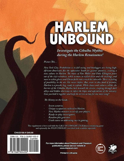 Call of Cthulhu: Harlem Unbound Hardback (Retail Edition) บทบาทการค้าปลีกเล่นเกมเสริม Chaosium KS001619A