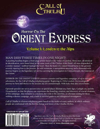 Call of Cthulhu: Horror on the Orient Express Hardback (Edición minorista) Rol de juego minorista Campaña de juego Chaosium KS001620A