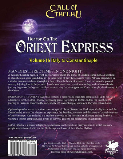 Call of Cthulhu: Horror On The Orient Express Hardback (إصدار البيع بالتجزئة) حملة لعبة لعب الأدوار بالتجزئة Chaosium KS001620A