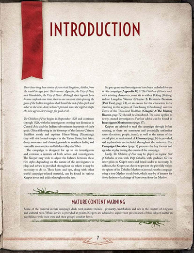 Call of Cthulhu: The Children of Fear Deluxe Leatherette (Retail Edition) Retail Role Playing Game Campaign Chaosium KS001629A