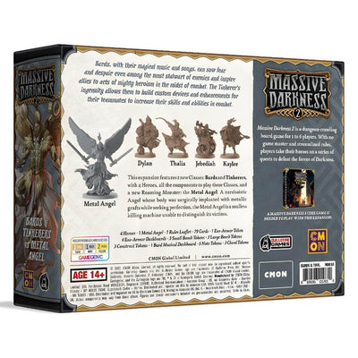 Massive Darkness 2: Bard &amp; Tinkerer vs Metal Angel (edición de pedido pre-pedido minorista) Expansión del juego de mesa minorista CMON KS001681A