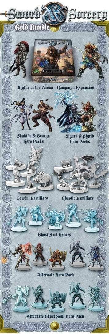 Sword &amp; Sorcery: Ancient Chronicles All-In [Legendary Hero Plus Gold] Bundle (Kickstarter Special) Kickstarter Board Game Ares Games KS000211E