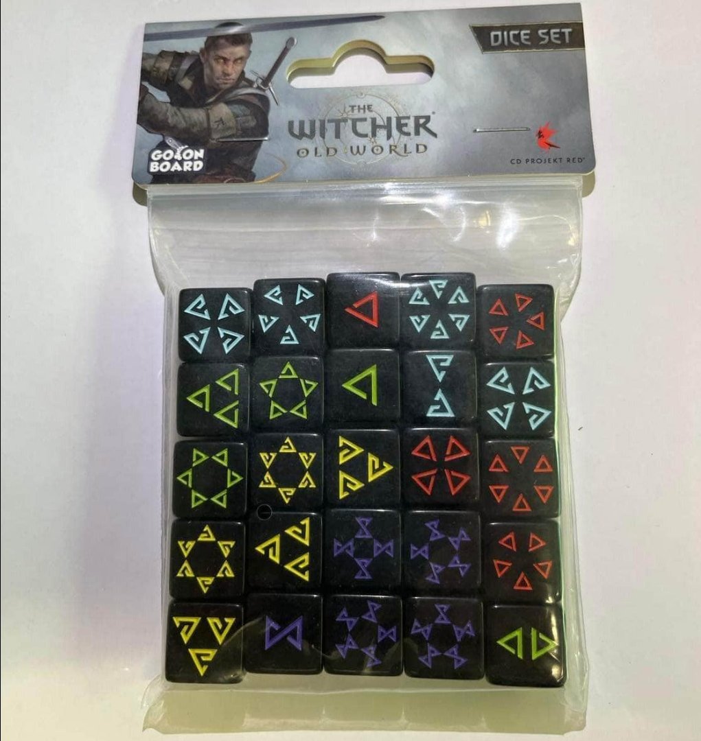 The Witcher: Old World 25 gravado DICE Set (Kickstarter Pré-encomenda especial) Acessório do jogo de tabuleiro Kickstarter Go On Board KS001114A