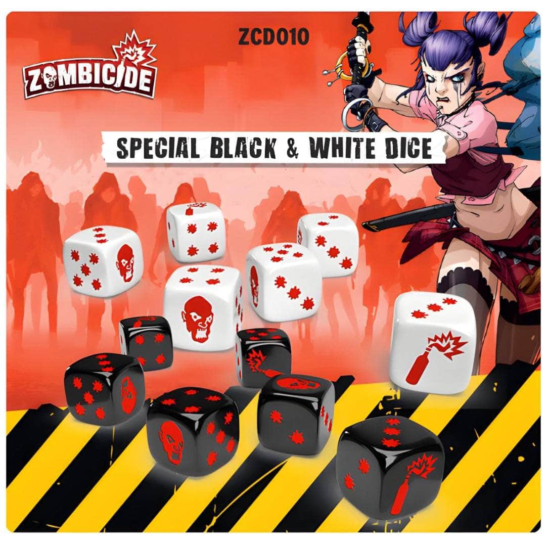 Zombicid: Anden udgave Special Black & White Dice (Retail Pre-Order Edition) Detailbestyrelsesspil tilbehør CMON KS001752A