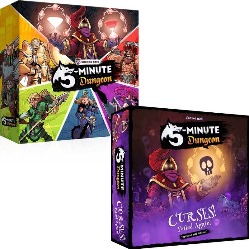 5 minute dungeon card sleeves Dungeon: Curses Foiled Again Core+Big Kickstarter Board Game Box Pledge by The Game Steward world-feed Blue Sky Stream Card Mat Color:Black with Black Trim Line Wield the power of