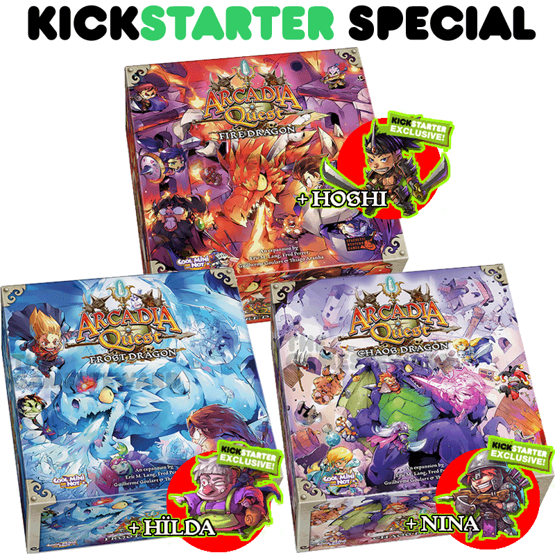 Arcadia Quest: Inferno - Dragon Bundle (Kickstarter Special) jogo de tabuleiro Kickstarter CMON Limitado