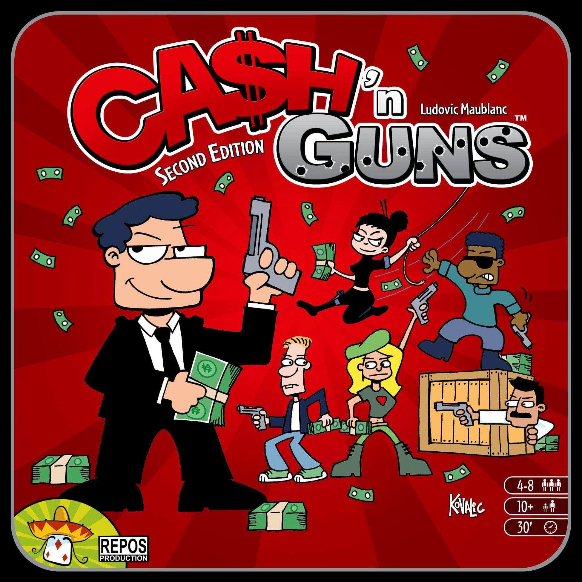 Ca $ H 'n Guns (toinen painos) (vähittäiskaupan painos) vähittäiskaupan lautapeli Asterion Press KS800399a