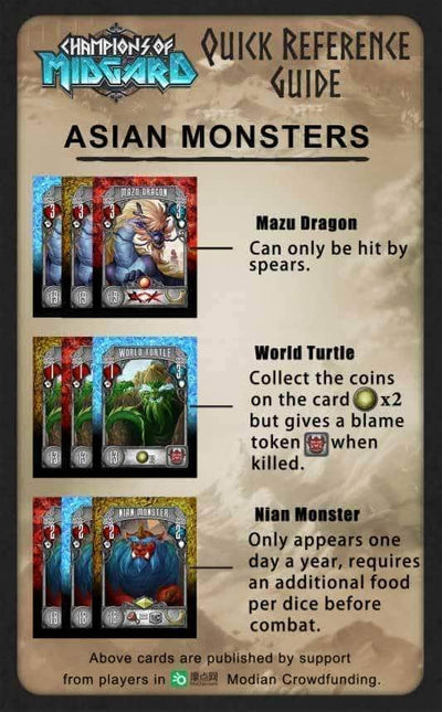 Champions of Midgard: Mostri asiatici o cinesi Promo Pack (Promo Edition) Supplemento dei giochi da tavolo al dettaglio Grey Fox Games KS000650M