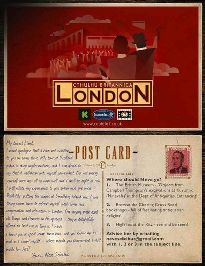 Cthulhu Britannica London: Postcard Set Accessory (Kickstarter Special) Kickstarter บทบาทการเล่นอุปกรณ์เสริม Cubicle7