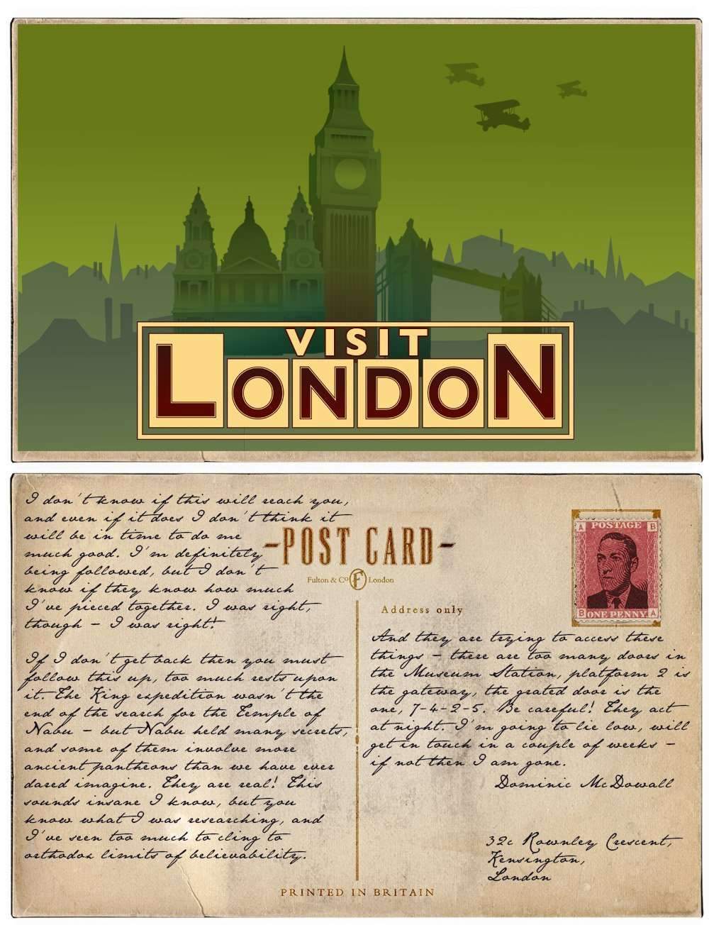 CTHULHU BRITANNICA LONDON POSCARDセットキャンペーンアクセサリーキックスターターロールプレイアクセサリー The  Game Steward