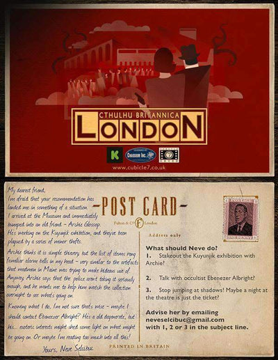 Cthulhu Britannica London: Αξουδώσεις εκστρατείας PostCard (Kickstarter) Kickstarter Ρόλος παίζοντας αξεσουάρ Cubicle7