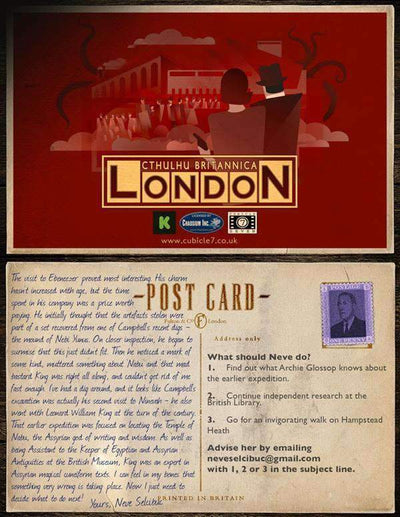 Cthulhu Britannica London: Αξουδώσεις εκστρατείας PostCard (Kickstarter) Kickstarter Ρόλος παίζοντας αξεσουάρ Cubicle7