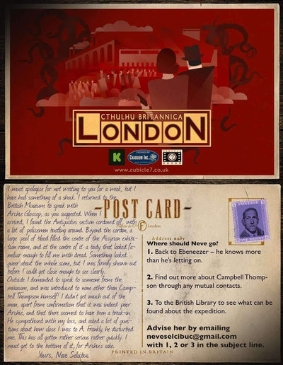 Cthulhu Britannica London: Postcard Set Accessory (Kickstarter Special) Kickstarter บทบาทการเล่นอุปกรณ์เสริม Cubicle7