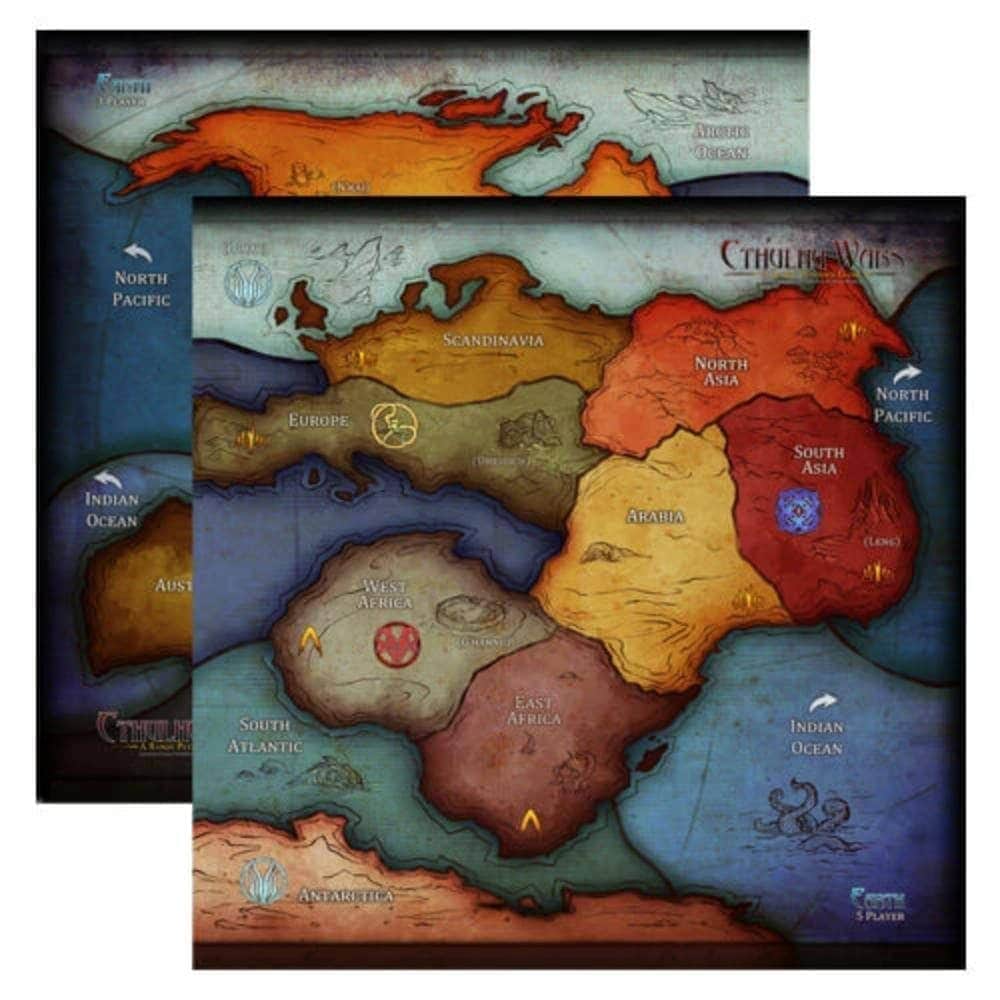 Cthulhu Wars: mappa della terra di grandi dimensioni per 3-5 giocatori (CW-M13) (Speciale pre-ordine Kickstarter) Kickstarter Board Game Accessorio Petersen Games KS000869E limitato