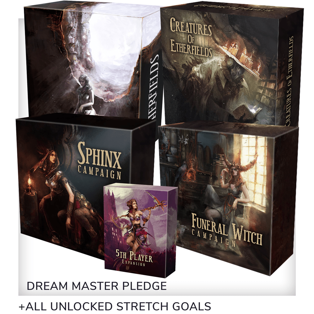 Etherfields: Dream Master GamePlay Alling Pledge Bundle (Kickstarter Pré-encomenda especial) jogo de tabuleiro Kickstarter Awaken Realms KS000958A