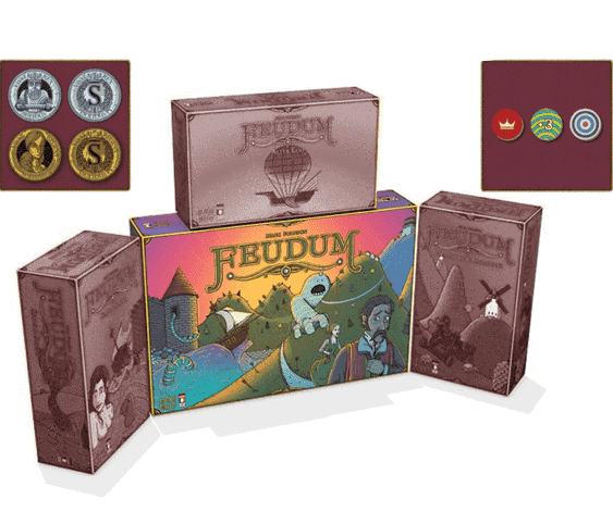Feudum: Big Box with 3+Metal Coins and Deluxe Kickstarter Board 