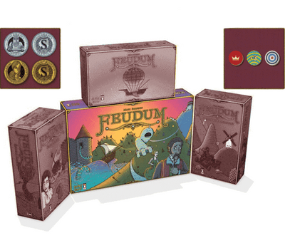 Feudum Big Box med 3 udvidelser plus metalmønter og deluxe -tokens med folieboks -bundt (Kickstarter Special) Kickstarter brætspil Odd Bird Games 0602573231005 KS000630