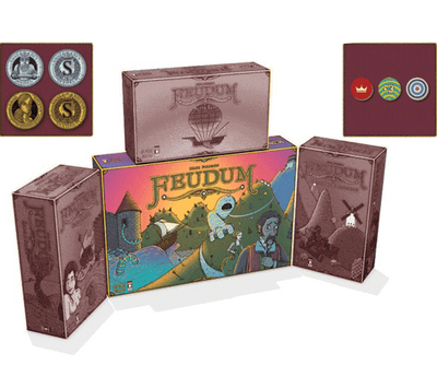 Feudum Big Box com 3 expansões, além de moedas de metal e tokens de luxo com pacote de caixas de papel alumínio (Kickstarter Special) jogo de tabuleiro Kickstarter Odd Bird Games 0602573231005 KS000630