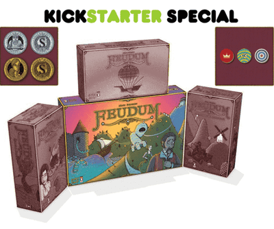 Feudum Big Box com 3 expansões, além de moedas de metal e tokens de luxo com pacote de caixas de papel alumínio (Kickstarter Special) jogo de tabuleiro Kickstarter Odd Bird Games 0602573231005 KS000630