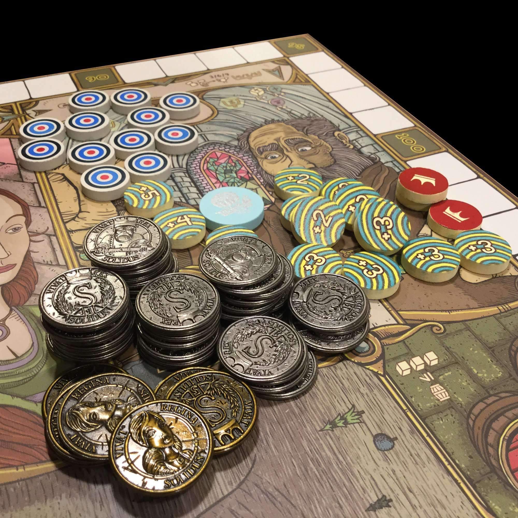 Monedas de metal feudum, sellos de lujo, cuentas y marcadores Bundle (Kickstarter Special) Suplemento del juego de mesa Kickstarter Odd Bird Games