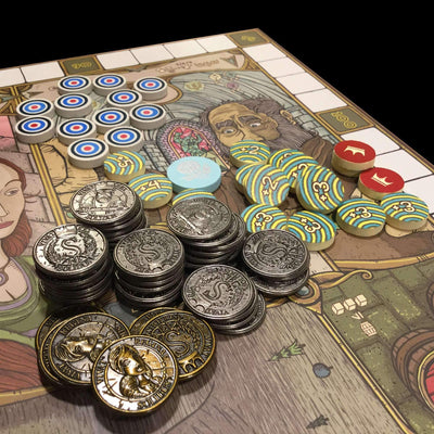Moedas de metal feudum, focas de luxo, pacote de contas e marcadores (Kickstarter Special) suplemento de jogo de tabuleiro Kickstarter Odd Bird Games