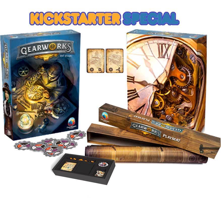 Gearworks : Deluxe Edition Plus Play Mat Bundle (킥 스타터 스페셜) 보드 게임 괴짜, 킥 스타터 게임, 게임, 킥 스타터 보드 게임, 보드 게임, PieceKeeper Games, 기어 워크, 게임 Steward, 지역 제어 영역 영향, 손 관리 PieceKeeper Games