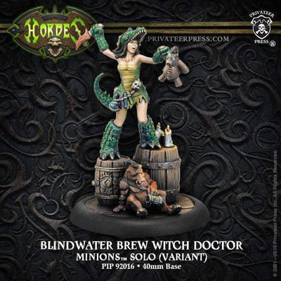 พยุหเสนา: Minions Blindwater Brew Witch Doctor - Privateer Press อุปกรณ์เสริมเกม Miniatures สุดพิเศษค้าปลีก Edge Entertainment