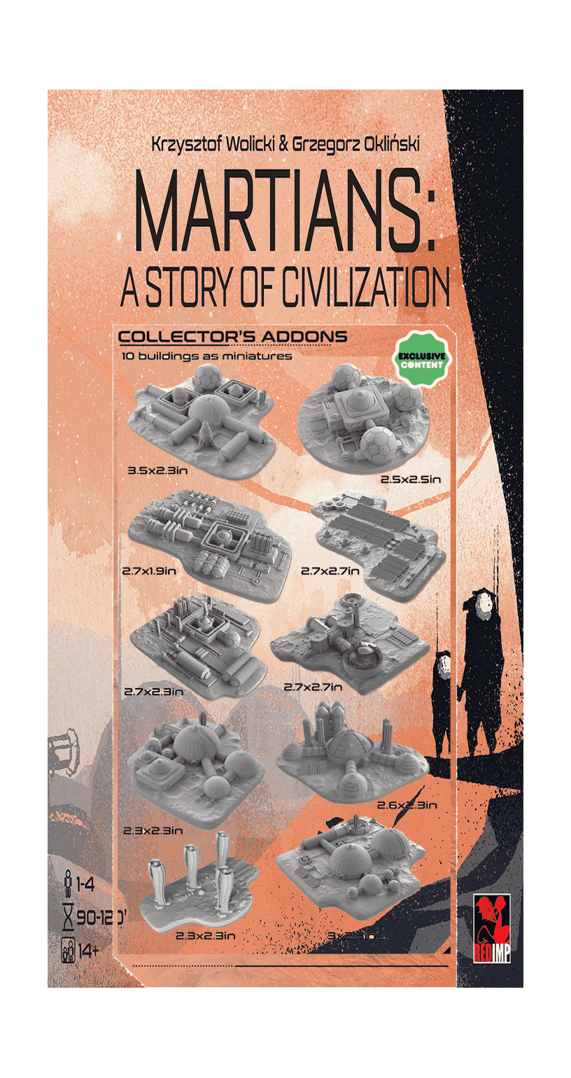 المريخيون: قصة الحضارة - مباني ثلاثية الأبعاد غير مطلية (Kickstarter Special) ملحق لعبة Kickstarter Board REDIMP GAMES
