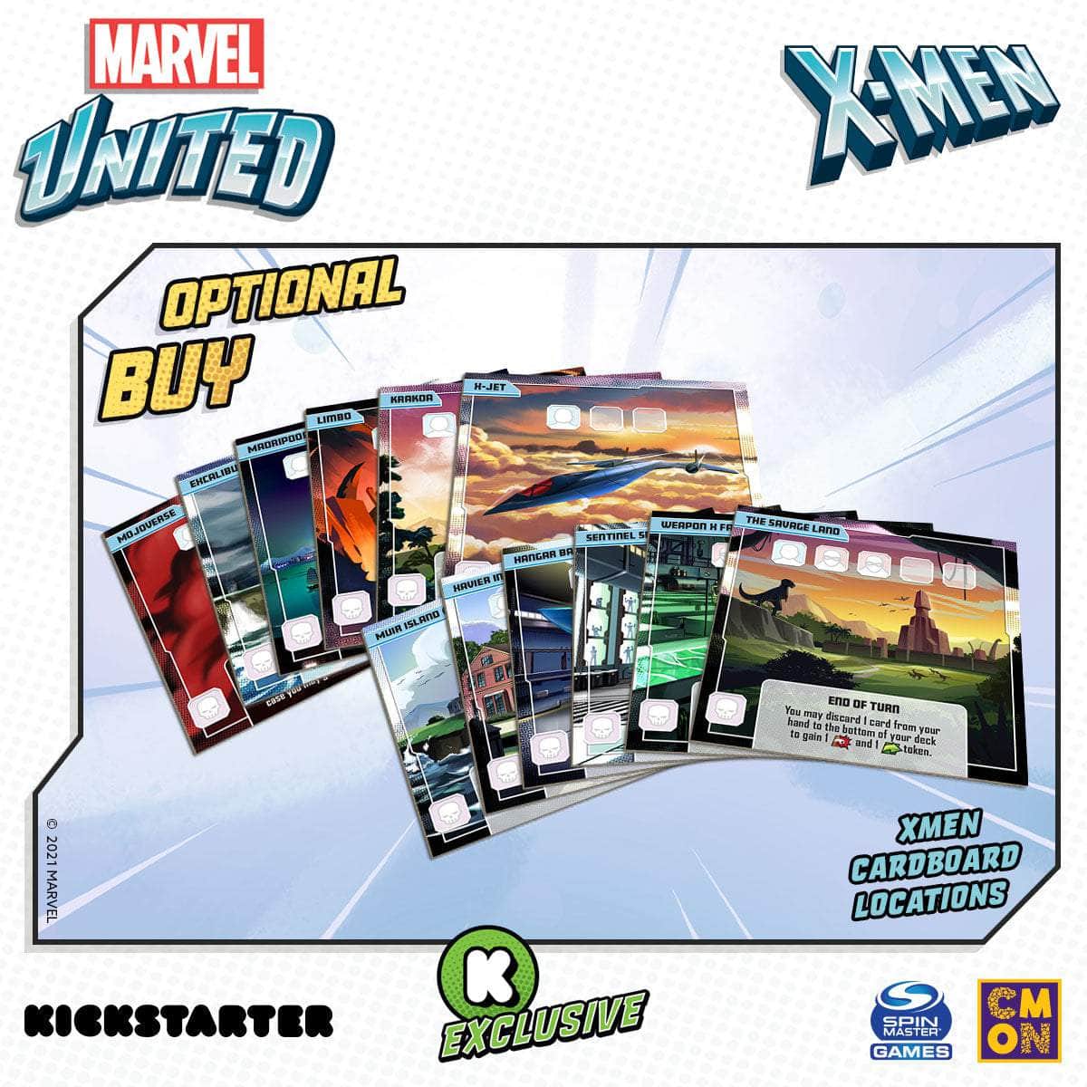 Marvel United: X-Men Cardboard ubicaciones (Kickstarter pre-pedido especial) Accesorio de juego Kickstarter CMON KS001099C