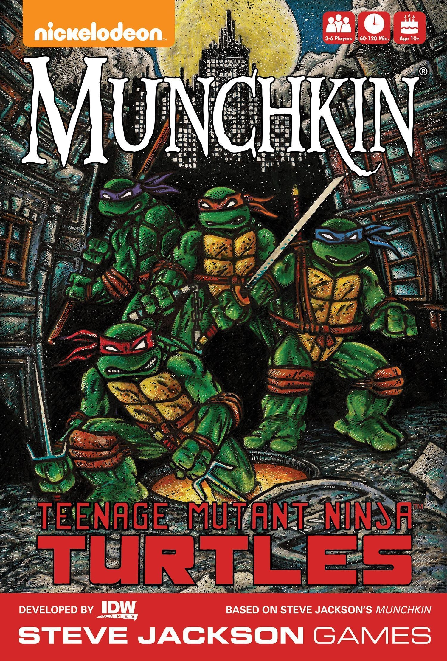 Munchkin Teenage Mutant Ninja Turtles Deluxe Ultimate Edition Pled IDW Games, Steve Jackson Games, Munchkin Teenage Mutant Ninja Turtles, The Games Steward, Kortudkast IDW Games