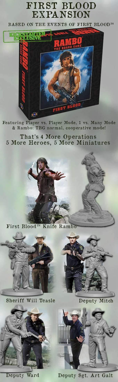 Rambo: Bestyrelsespil: Maksimal blodbad pantsbundt (Kickstarter-forudbestilling Special) Kickstarter Board Game Everything Epic Games