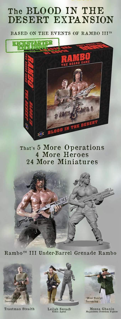 Rambo: Lautapeli: Suurin verilöylyn panttipaketti (Kickstarter ennakkotilaus) Kickstarter Board Game Everything Epic Games