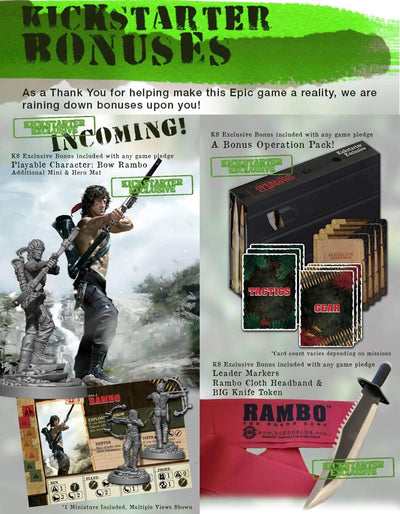 رامبو: لعبة اللوحة: حزمة التعهدات القصوى للمذبحة (طلب خاص لطلب مسبق من Kickstarter) لعبة Kickstarter Board Everything Epic Games