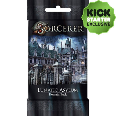SORCERER: Παιχνίδι Domain Pack Asylum (Kickstarter Pre-Order Special) Card Geek, Kickstarter παιχνίδια, παιχνίδια, συμπληρώματα παιχνιδιών καρτών Kickstarter, συμπληρώματα παιχνιδιών καρτών, White Wizard Games, Sorcerer Lunatic Asylum Pack, The Games Steward Κατάστημα έκδοσης Kickstarter, σημεία δράσης, σύνταξη καρτών White Wizard Games