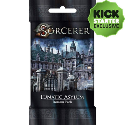 Feiticeiro: Lunatic Asylum Domain Pack (Kickstarter pré-encomenda especial) Game Game Game, Jogos do Kickstarter, Jogos, Suplementos de Jogos de Cartas do Kickstarter, suplementos de jogos de cartas, White Wizard Games, Pacote de domínio de asilo lunático de feiticeiro, os jogos Steward Loja de edição do kickstarter, pontos de ação, desenho de cartão White Wizard Games