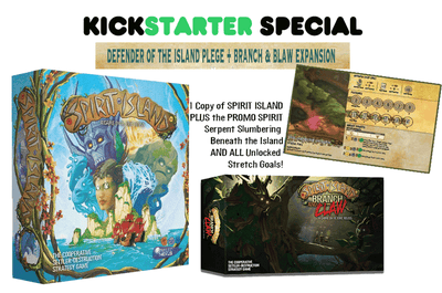 Spirit Island Plus Branch &amp; Claw-uitbreidingsbundel plus slang sluimerend onder het eiland en het hart van Wildfire Promo-Spirits (Kickstarter Pre-Order Special) Kickstarter Board Game Greater Than Games (Legendarische nexus)