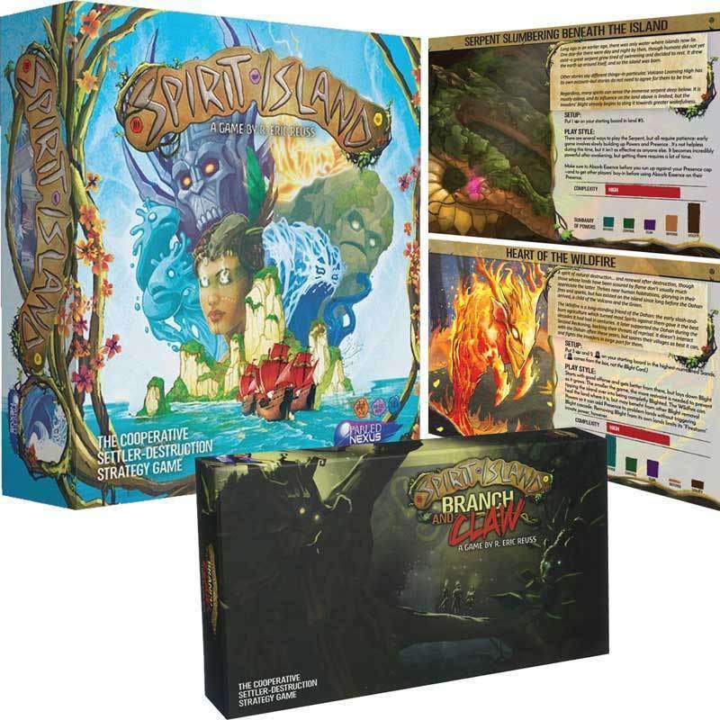 Spirit Island Plus Branch & Claw Expansion Bundle Plus käärme, joka uppoaa saaren ja sydämen alla olevasta metsäpalo-promo-henkistä (Kickstarterin ennakkotilaus) Kickstarter Board Game Greater Than Games (Tarpeen Nexus)
